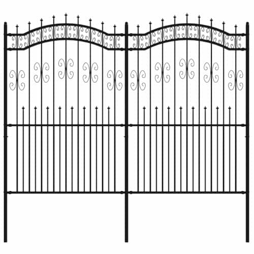 Image of vidaXL - Sturdy and Decorative Garden Fence with Spear Top and Horizontal Braces, Made of Durable Powder-Coated Steel, Black