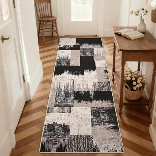 Image of Alishomtll Rugs Living Room 80x150cm, Area Rugs for Bedroom, Anti-Slip Soft Large Rugs Faux Wool Geometric Style Modern Washable Easy Clean Carpets Durable Runner for Room Hotel Home Brown