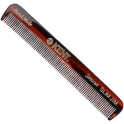 Image of Kent Slim Jim Handmade All Fine Tooth Pocket Comb for Men, Hair Comb Straightener for Everyday Grooming Styling Hair, Mustache and Beard, Use Dry or with Balms, Saw Cut Hand Polished, Made in England