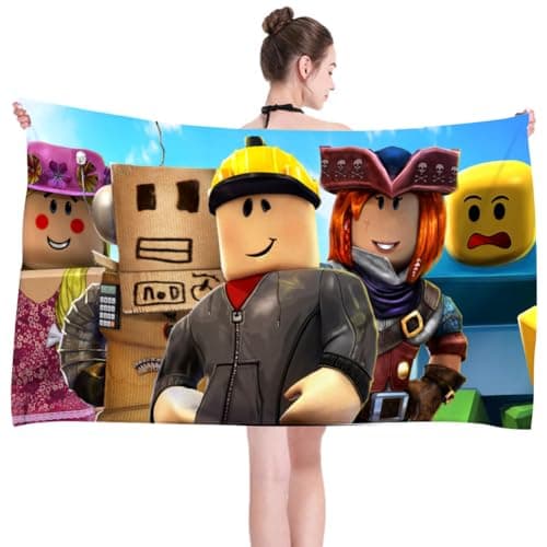 Image of LGQHCE Robllox Beach Towel,Robot Bath Towel Kids Pool Towel 3D Printed Children's Bath Sheets Camping Towels Super Soft Absorbent Durability Beach Blanket Pool Travel Teens Adults Daily Use Gifts