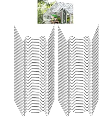 Image of 100pcs Greenhouse Glass Clips Set - Durable Stainless Steel W and Z Spring Clips for Securing Greenhouse Glass Panels, Suitable for Aluminum Frame Greenhouses, Essential Greenhouse Repair Accessories