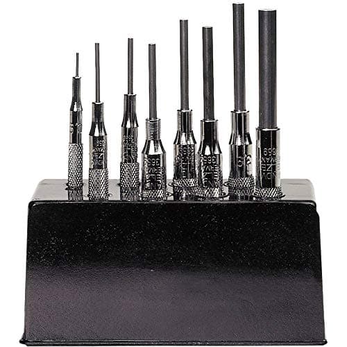 Image of Bahco 3659/8 Pin Punches Set in Plastic Stand, Silver/Black, Set of 8 Piece