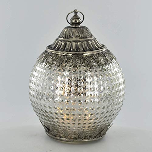 Image of Prezents.com LED Lantern Silver Moroccan Style Battery Powered