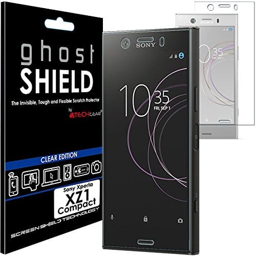 Image of TECHGEAR Screen Protector to fit Sony Xperia XZ1 Compact [ghostSHIELD Edition] Genuine Reinforced Flexible TPU Screen Protector Guard Covers with Full Screen Coverage inc Curved Screen