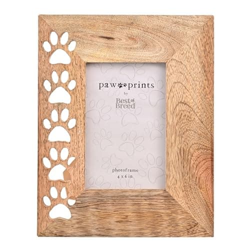Image of Widdop Best Of Breed Paw Prints Mango Wood Photo Frame Dog Picture Pet Picture Frame Photograph 4" X 6"