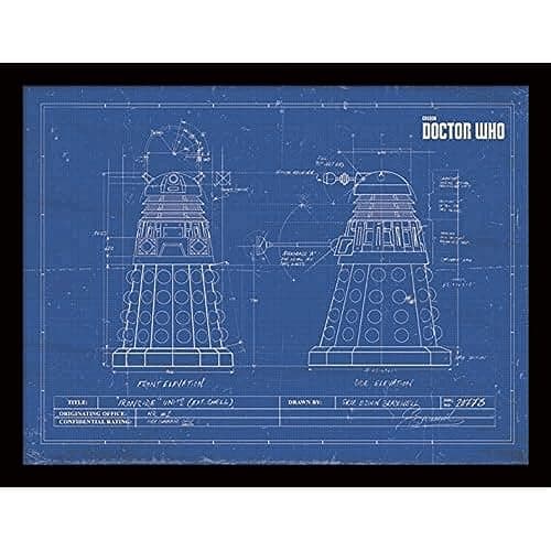 Image of Pyramid International Doctor Who (Dalek Blueprint) 30cm x 40cm Framed, Art Poster, Posters & Prints, One Size