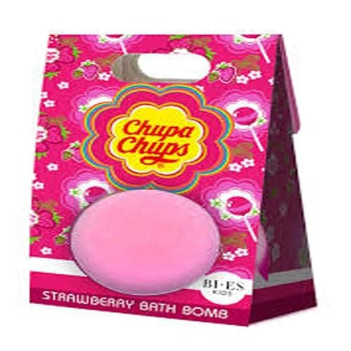 Image of Chupa Chups Bath Bomb with Strawberry Fragrance, Natural and Vegan Bath Bomb Suitable for Kids, 165 g
