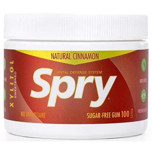 Image of Spry Fresh Natural Xylitol Chewing Gum Dental Defense System - Aspartame-Free, Sugar-Free, Non-GMO, Gluten-Free (Cinnamon, 100 Count - Pack of 1)