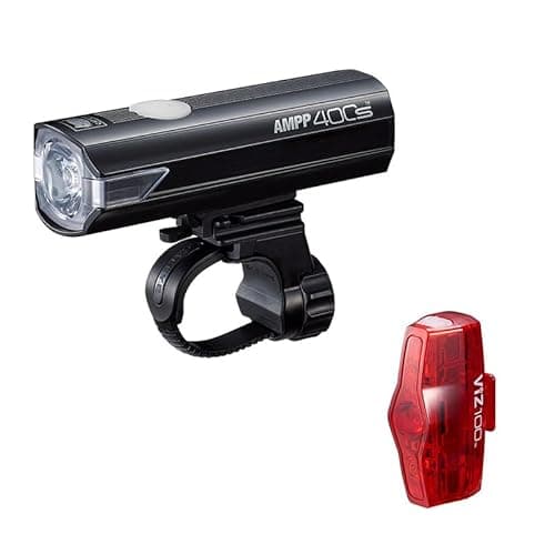Image of CatEye Bike Lights Set - 400 Lumen LED Front Bicycle Light Front & Back with OptiCube Lens | Multiple Modes, 60hr Battery Life MTB | Rechargeable Cycling Lighting for Night Riding | CatEye Accessories