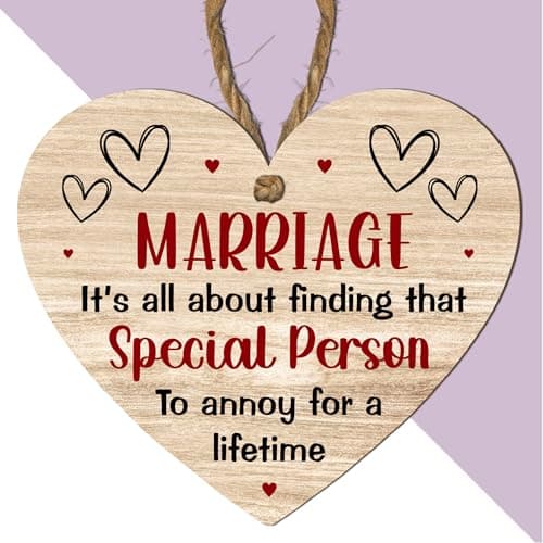 Image of Humorous Marriage Plaque – "Marriage: It’s All About Finding That Special Person to Annoy for a Lifetime" – Wooden Wall Sign Home Décor Gift for Couples or Newlyweds (Medium: 15 cm (H) × 13 cm (W))
