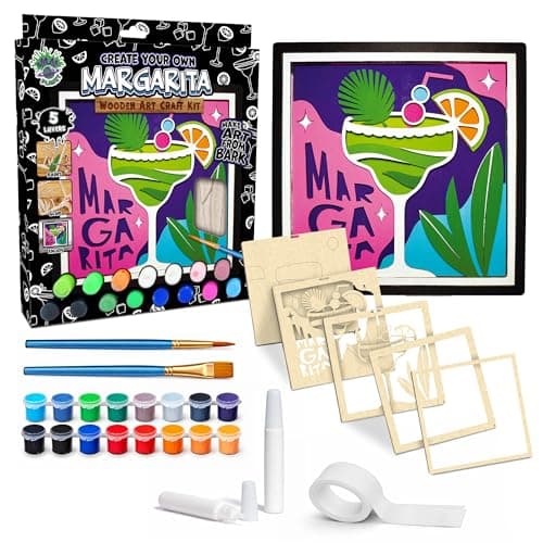Image of Splat Planet Margarita 3D Wooden Art Kit – Paint Your Own 3D Layered Wood Wall Art for Kids & Adults, DIY 3D Art Margarita Wood Painting Kit Wooden Art and Craft Gift Set, 25 x 25cm (10 x 10 inches)