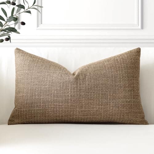 Image of Artscope Linen Cushion Covers Set of 1 Decorative Lumbar Pillowcase Pillow Cover 12x20 Inch for Home Decor Sofa Bedroom Car 30x50cm Brown