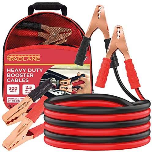 Image of GADLANE 2.5m Car Jump Leads - 200Amp Jump Leads for Car Heavy Duty Battery Booster Jumper Cables Colour Coded Clamps For Petrol Diesel Car Van Truck - 2.5 Metres (200A)