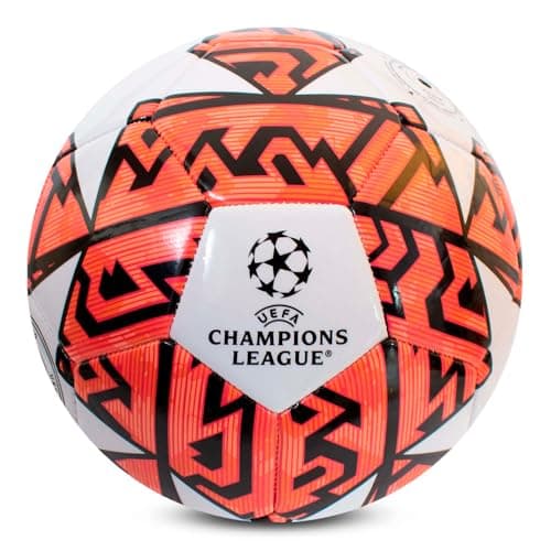 Image of UEFA Champions League Football, Size 5, Officially Licensed, Training, Match, Merchandise, Collectible For Kids and Adults, Orange/White/Black