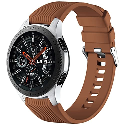 Image of Mastten 22mm Silicone Strap Compatible With Samsung Galaxy Watch 46mm /Galaxy Watch 3 45mm /Gear S3 Frontier/Classic, Soft Silicone Sport Wristband Replacement Straps For Men Women, Dark Brown