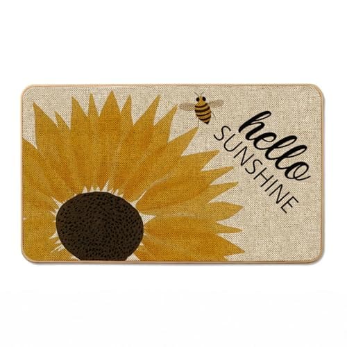 Image of Gelasgo Sunflower Washable Door Mat Indoor - Machine Washable Non-Slip Doormat for Front/Back Door & Kitchen | Pet Friendly Ultra Thin 43x75cm