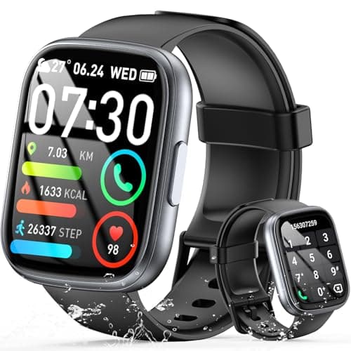 Image of Smart Watch for Men Women Answer/Make Call, 1.95" HD Fitness Watch with Heart Rate/Sleep/Stress Monitor, 2026 Activity Tracker with 110+ Sport Modes, IP68 Waterproof Smartwatch for Android iOS, Black