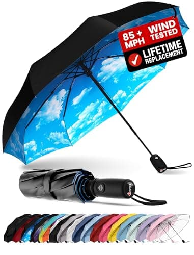 Image of Repel Umbrella Windproof Travel Umbrellas for Rain - Easy Auto Open Close, Durable & Compact Umbrella, Strong Fiberglass Frame, Waterproof Canopy - Backpack, Purse, Portable Umbrella for Travel