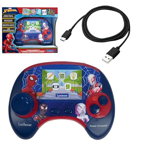 Image of Lexibook, Spider-Man, Power Console®, Bilingual educational game console with 100 activities, English/French, Blue/red, JCG100SPi1