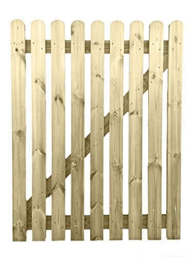Image of 4ft High x 3ft Wide Treated Wooden Round Top Picket Garden Gate
