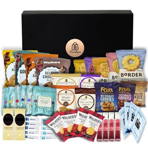 Image of Tea, Coffee & Biscuit Gift Hamper – 51 Premium Selections, Afternoon Tea Gift Set with Multipack & Individually Wrapped Biscuits, Perfect Christmas Hamper