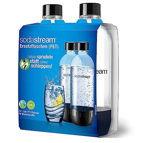 Image of SodaStream 2 x 1 Litre PET (Polyethylene terephthalate) Bottles, Grey, Plastic, Black , 2x1Litre Pack