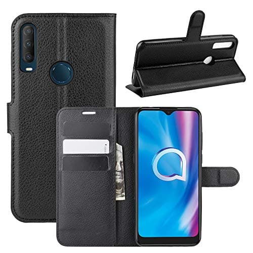 Image of HualuBro Alcatel 3L 2020 Case, Premium PU Leather Magnetic Shockproof Wallet Folio Flip Case Cover with Card Holder for Alcatel 1V 2020 / Alcatel 1S 2020 Phone Case (Black)