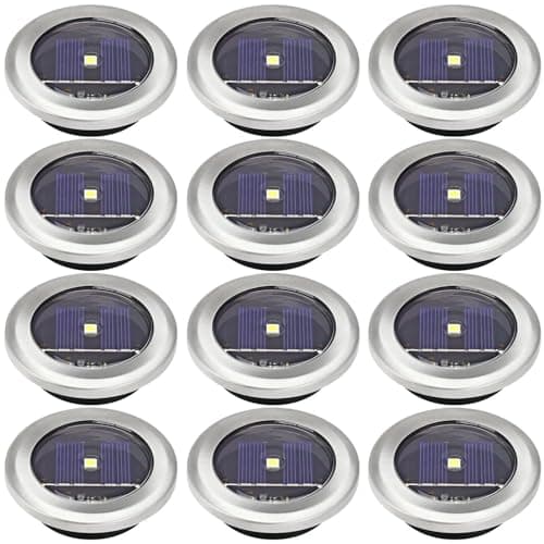 Image of White or Colour Changing Stainless Steel Solar Powered Outdoor LED Deck Decking Lights Waterproof Weather Resistant - Pathway Garden Deck Lawn Patio or Driveway Lights (White, x 12)