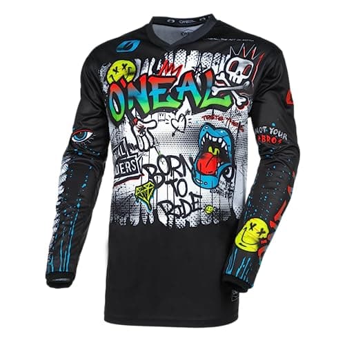 Image of O'NEAL | Motocross Jersey Long Sleeve | MX Enduro | Padded Elbow Protection, V-Neck, Breathable | Element Jersey Rancid V.24 | Adult | Black White | Size S