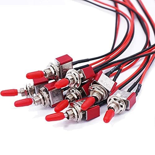 Image of mxuteuk 8Pcs Mini Toggle Switch SPST 2 Position 2 Pins ON/Off AC 125V 5A AC 3A 250V with Pre-soldered Wires MTS-101-X