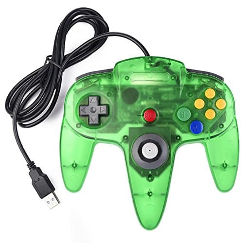Image of miadore Classic N64 USB Controller,Plu g& Play,Retro Wired Gamepad Joystick Game Controller for Windows PC,Mac,Linux,Raspberry Pi 3 (Clear Green)