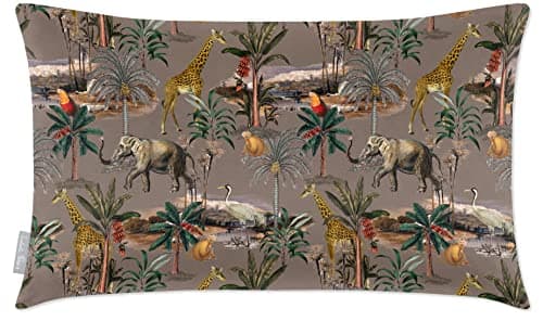 Image of Izabela Peters Eco-Friendly Velvet Cushions - Safari Voyage-Dovedale Stone, 50 x 30 cm, Chair & Sofa Seat Covers Included