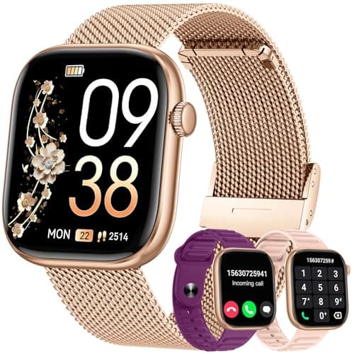 Image of Smart Watch Women Fitness Tracker: Lady Smartwatch for iOS Android Phone IP67 Waterproof Blood Oxygen Heart Rate Sleep Monitor Answer Make Call Step Counter Touchscreen Sport Bluetooth Gold Slim Watch