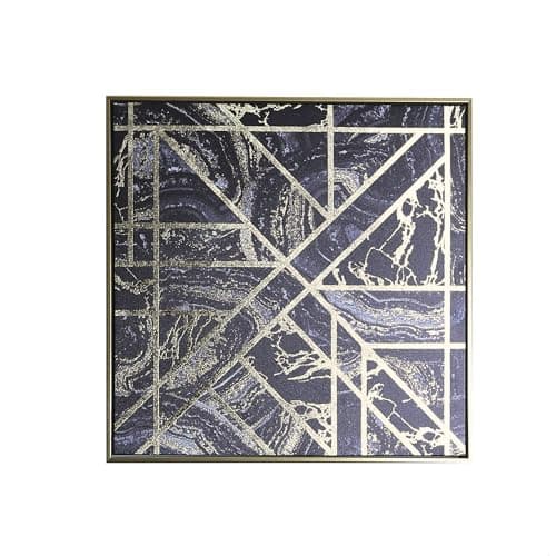 Image of Black Gold Geometric Metallic Foil Marble Framed Canvas Print Wall Art Picture 005297