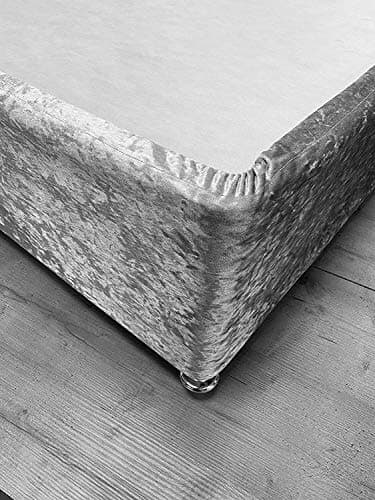 Image of SeventhStitch Crushed Velvet Divan Bed Base Wrap Valance Silver Grey Sheet Frame Cover Fully Elasticated Single Double King Super King Size (Silver, Double)