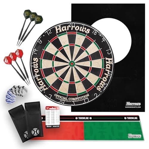 Image of Harrows XL Dartboard Surround – Large 6-Piece Wall Protector Ring or Complete Premium XL Darts Bundle with Board, Trophy Darts & Oche – Home, Club & Gift Options (Bundle)