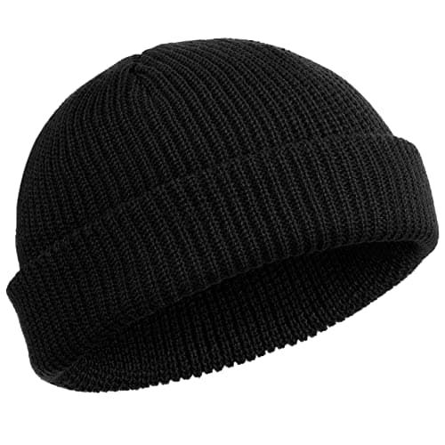 Image of SATINIOR Trawler Beanie Watch Hat Rollup Edge Skullcap Fisherman Winter Beanie Hat Unisex (Black)