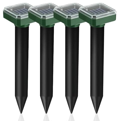 Image of Vtizikl Solar Ultrasonic Mole Repellent 4 Pack | Weatherproof Gopher Deterrent for Gardens | Effective Snake & Vole，MouseControl | Child & Pet Safe Outdoor Pest Device​