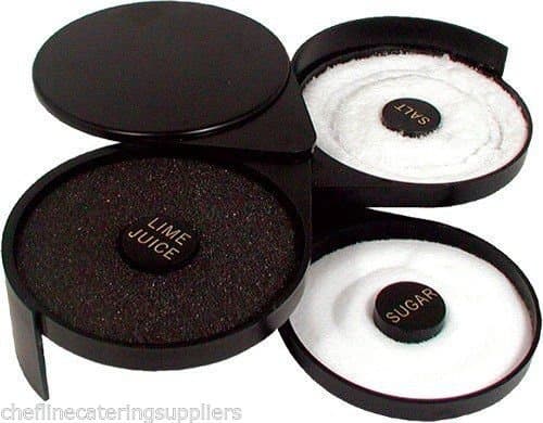 Image of 3 Tier Cocktail Glass Rimmer, Salt, Sugar, Lime Juice, Bar Accessory, Bartender