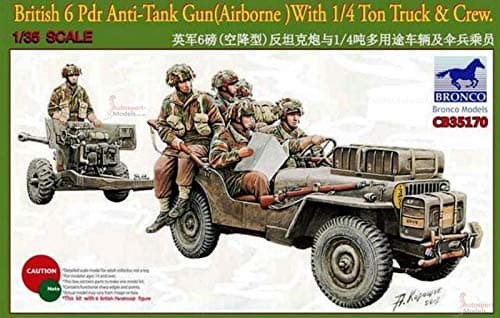 Image of Unbekannt Bronco Models CB35170 Model Kit 6 Pdr Anti-Tank Gun, Airborne with 1/4 Tone