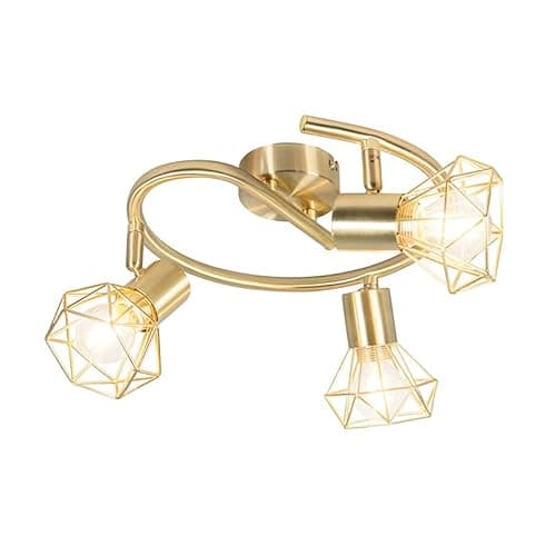 Image of Qazqa - Art Deco Ceiling Spotlight Brass - Mosh 3- - Modern - Suitable for LED E14 | 3 Way Light - Steel Surface-Mounted spotway Light - Suitable for Living Room I Kitchen I Bedroom I