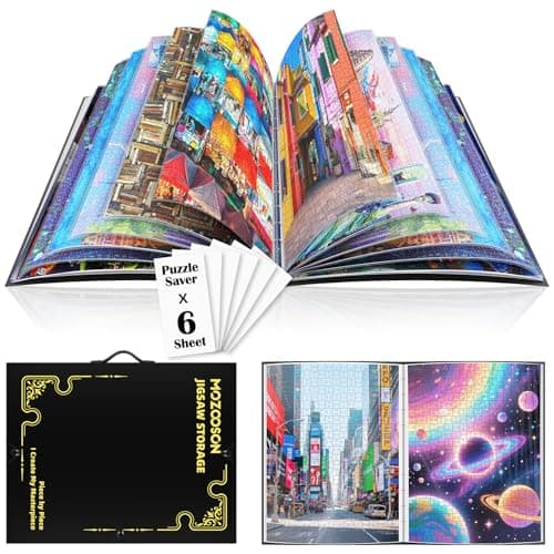 Image of MOZOOSON Puzzle Storage Binder for 1000pcs Puzzle, Jigsaw Accessories with 25 Pockets, Large Capacity Organizer, Dustproof and Protective Accessory, Enthusiasts Black