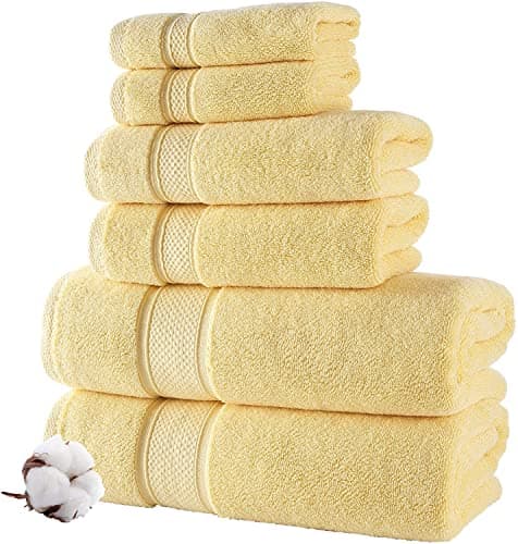 Image of Luxury Bath Towels (800 GSM) 100% Egyptian Cotton Face Hand Bath Towel Super Jumbo Bath Sheets Quick Dry & Absorbent Multipack (Face Cloth, Lemon)