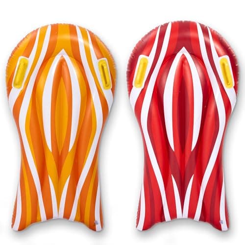 Image of SLOOSH 2 Pack Inflatable bodyboards for Water Slides, Pool Floating, Swimming Inflatable Pool Floats for Kids, Water Boards Learn to Swim, Summer Water Fun Toy for Kids Toddlers (Red and Orange)