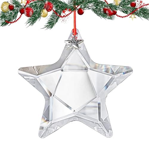Image of KANPURA Crystal Star Christmas Ornament for Tree Decoration 2026 Glass Star Prism for Windows, Garden, Car Decor