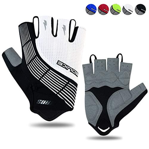 Image of Souke Sports Cycling Gloves Half Finger Bicycle Gloves,Breathable Outdoor Bike Gloves For Men Women Fingerless Motorcycle Gloves Mountain Road Riding Gloves Anti-Slip,WHITE M