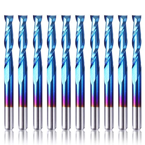 Image of SainSmart Genmitsu 10Pcs Nano Blue Coat Flat Nose End Mill CNC Router Bits, 1/8" Shank Spiral Upcut 2 Flute End Mill Set (3.175 x 17 x 38mm)