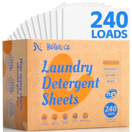 Image of BellaLuce Laundry Detergent Sheets - Laundry Sheets, 240 Loads, Eco-Friendly, Plastic-Free, Fresh Linen Scent, Space Saving, Fast Dissolve & Hypoallergenic, Laundry Detergent for Home,Dorms,Essentials