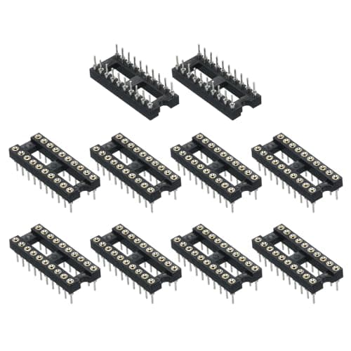 Image of sourcing map 2.54mm Pitch 20 Pins DIP IC Socket Connector Dual Row 7.6 Row Pitch Round Pins Soldering for Electronics Experiment DIY 20 Pcs