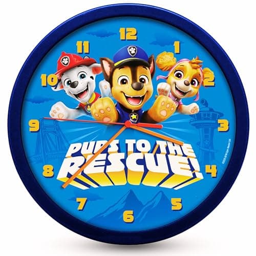 Image of HOVUK Paw Patrol Wall Clock Hanging 25cm - Children's Watch Plastic Clock for Kids, Battery Operated Decorative Clocks for Children Bedroom School Easy to Read 3+Years